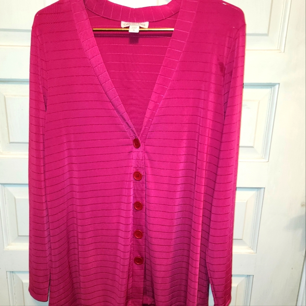 Coldwater Creek red v-neck button down sweater  XL 16